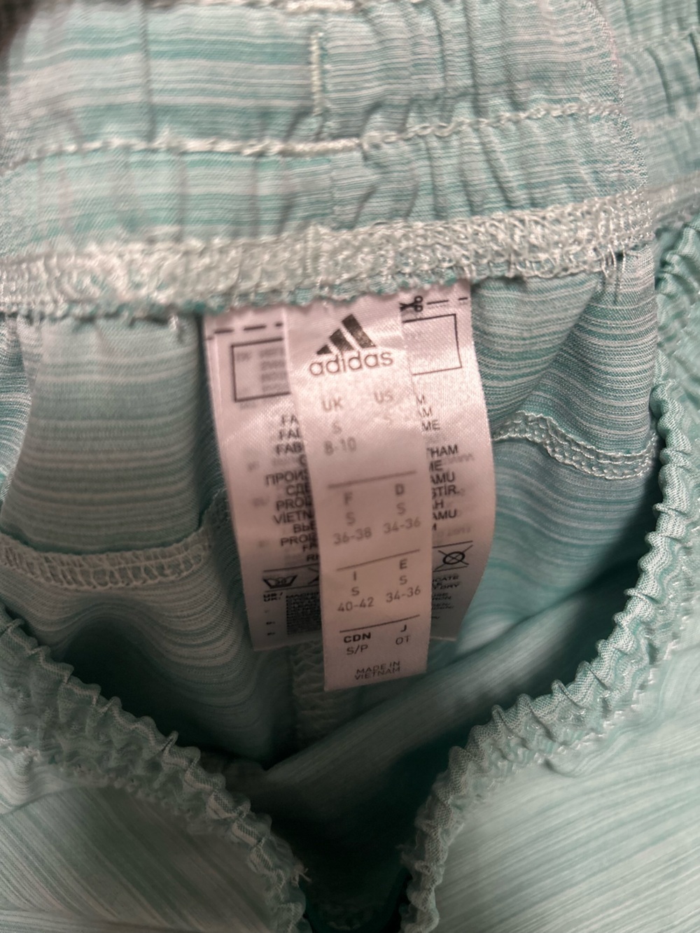adidas Light Aqua Aero Ready Running Shorts with Teal Stripes - Picture 2 of 4